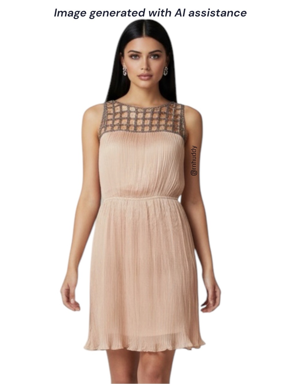 NWT Gianni Bini S blush plisse beaded caged fit & flare mini dress